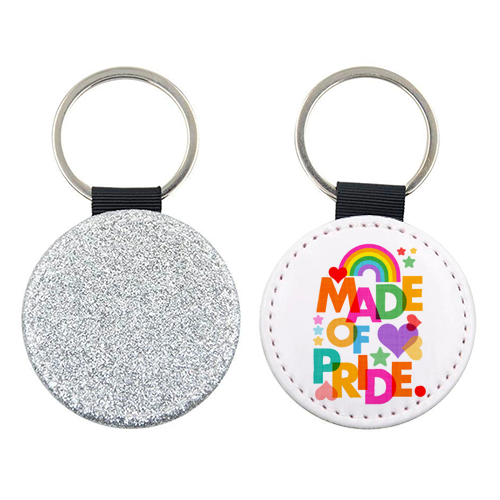 Made of Pride with with Rainbow, Hearts and Stars - keyring by Dominique Vari