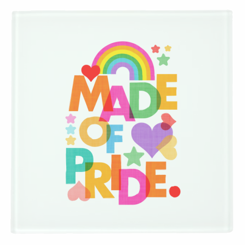 Made of Pride with with Rainbow, Hearts and Stars - personalised beer coaster by Dominique Vari