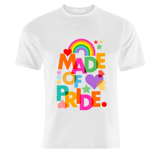 Made of Pride with with Rainbow, Hearts and Stars - unique t shirt by Dominique Vari