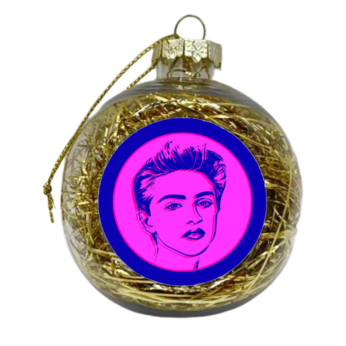 Queen of Pop LINE ART - xmas bauble by DOLLY WOLFE