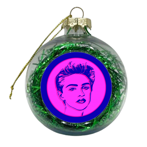 Queen of Pop LINE ART - xmas bauble by DOLLY WOLFE