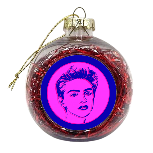 Queen of Pop LINE ART - xmas bauble by DOLLY WOLFE