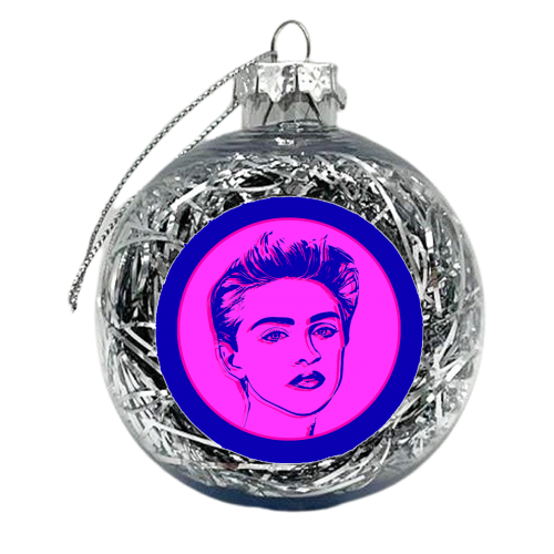 Queen of Pop LINE ART - xmas bauble by DOLLY WOLFE