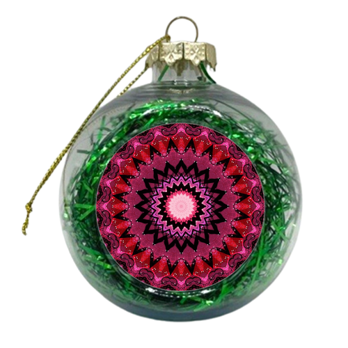 Magenta On My Mind Mandala - xmas bauble by Kirsten Star