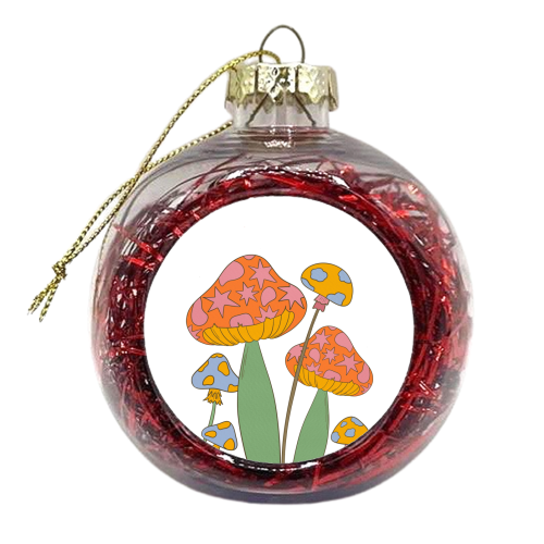 Magical mushrooms - xmas bauble by Lisa Wardle
