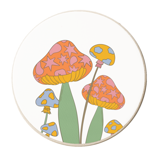 Magical mushrooms - personalised beer coaster by Lisa Wardle