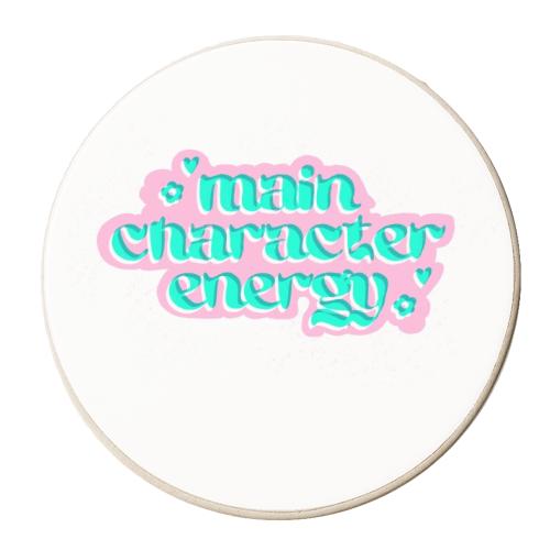 Main character energy - personalised beer coaster by Yaz Raja