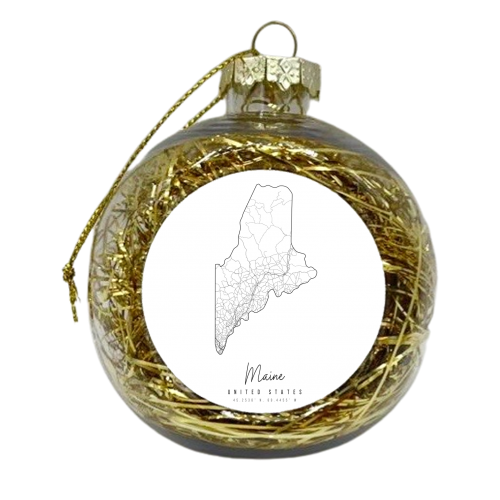 Maine Minimal Street Map - xmas bauble by Toni Scott