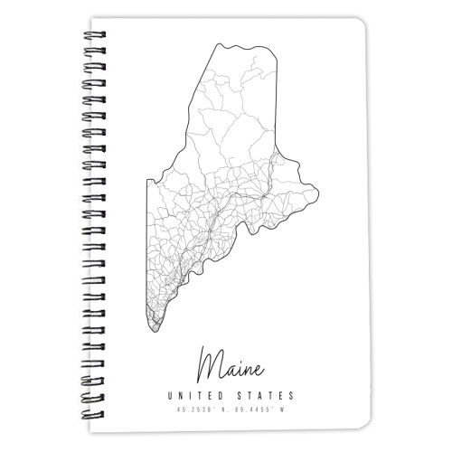 Maine Minimal Street Map - personalised A4, A5, A6 notebook by Toni Scott