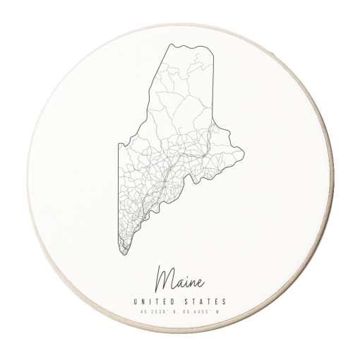 Maine Minimal Street Map - personalised beer coaster by Toni Scott