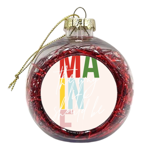 Maine "The Way Life Should Be" Color State - xmas bauble by Toni Scott