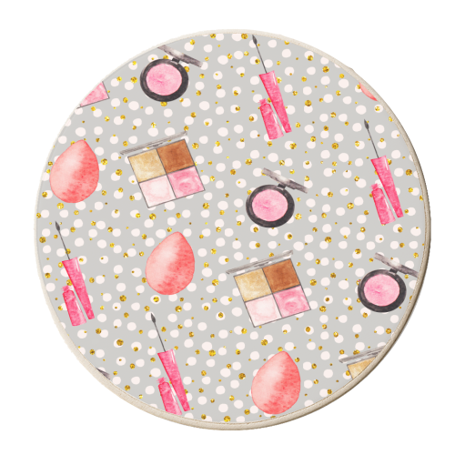 makeup products pattern - personalised beer coaster by Anastasios Konstantinidis