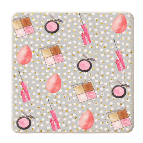 makeup products pattern - personalised beer coaster by Anastasios Konstantinidis