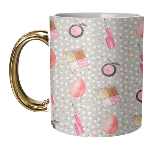 makeup products pattern - unique mug by Anastasios Konstantinidis