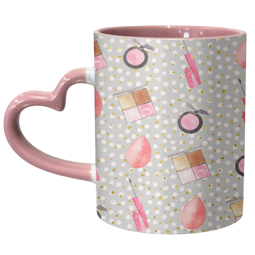 makeup products pattern - unique mug by Anastasios Konstantinidis