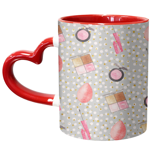 makeup products pattern - unique mug by Anastasios Konstantinidis