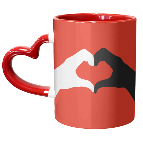 Making Heart Shapes - unique mug by Adam Regester
