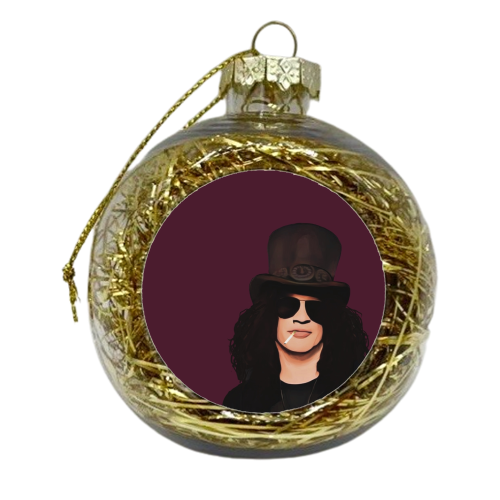 Music Icons: Slash - xmas bauble by Giddy Kipper