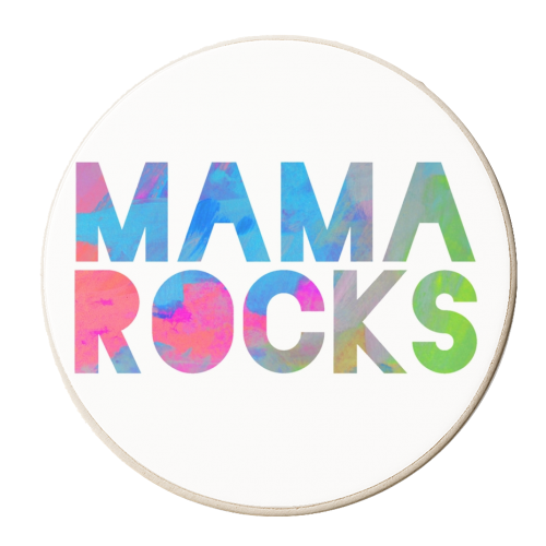 MAMA ROCKS - BLACK - personalised beer coaster by Cassie Swindlehurst