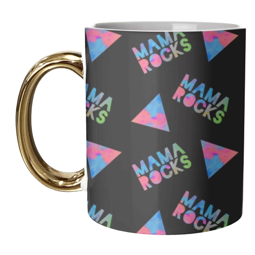 MAMA ROCKS - BLACK - unique mug by Cassie Swindlehurst