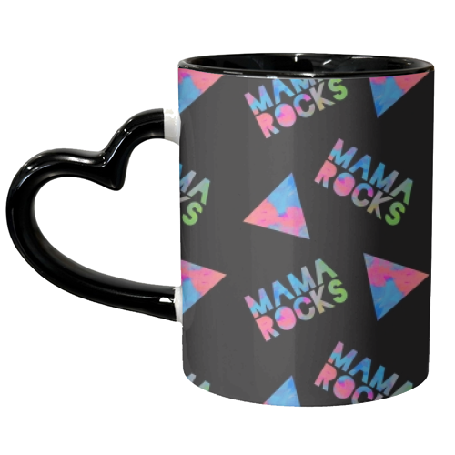 MAMA ROCKS - BLACK - unique mug by Cassie Swindlehurst