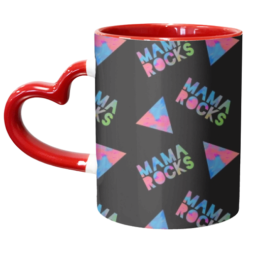 MAMA ROCKS - BLACK - unique mug by Cassie Swindlehurst