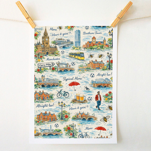 Manc - A1 - A4 art print by Ms Doodle