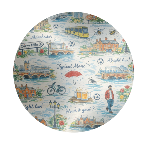 Manc - Circle Sticker by Ms Doodle