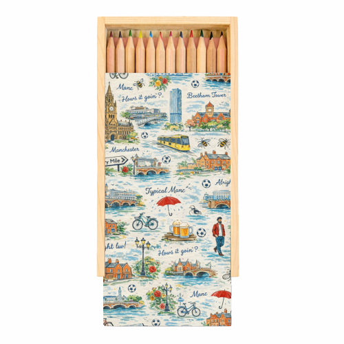 Manc - Coloured Pencils with Box by Ms Doodle