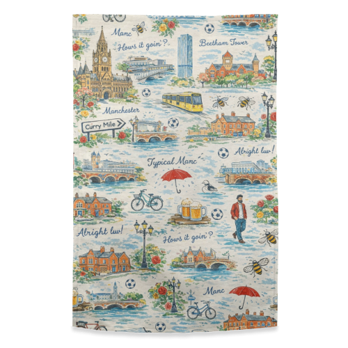 Manc - funny tea towel by Ms Doodle