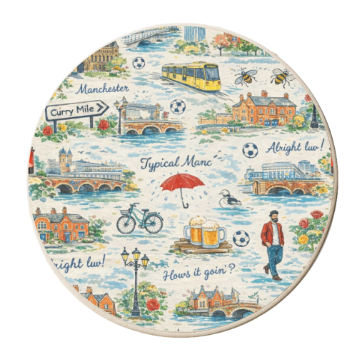 Manc - personalised beer coaster by Ms Doodle