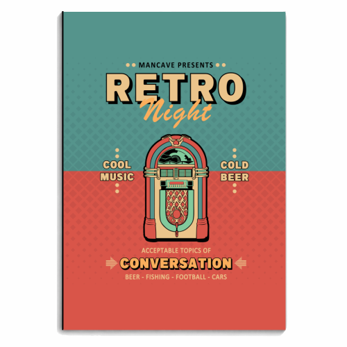 Mancave Presents - Retro Night - personalised A4, A5, A6 notebook by InspiredImages