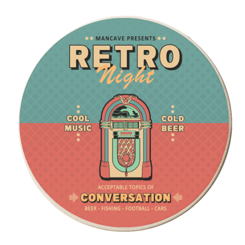 Mancave Presents - Retro Night - personalised beer coaster by InspiredImages