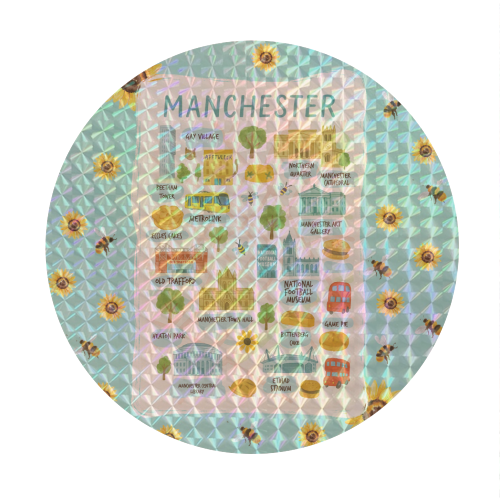 Manchester Bee Map! - Circle Sticker by The Yellow Box