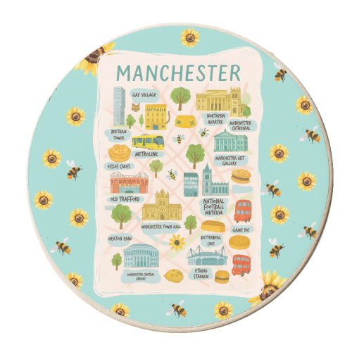 Manchester Bee Map! - personalised beer coaster by The Yellow Box