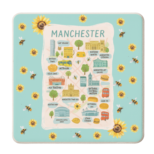 Manchester Bee Map! - personalised beer coaster by The Yellow Box