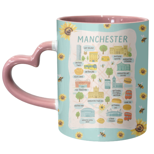 Manchester Bee Map! - unique mug by The Yellow Box