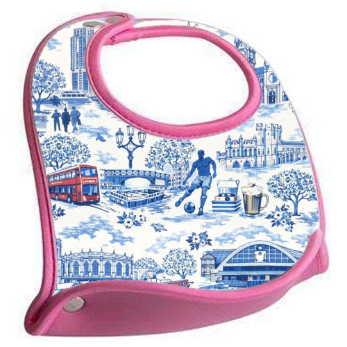 Manchester Blue Toile - feeding bib by Ms Doodle
