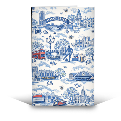 Manchester Blue Toile - funny greeting card by Ms Doodle