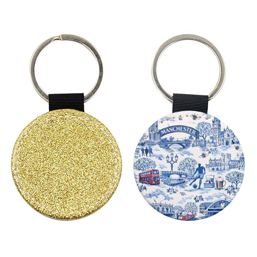 Manchester Blue Toile - keyring by Ms Doodle
