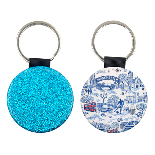 Manchester Blue Toile - keyring by Ms Doodle