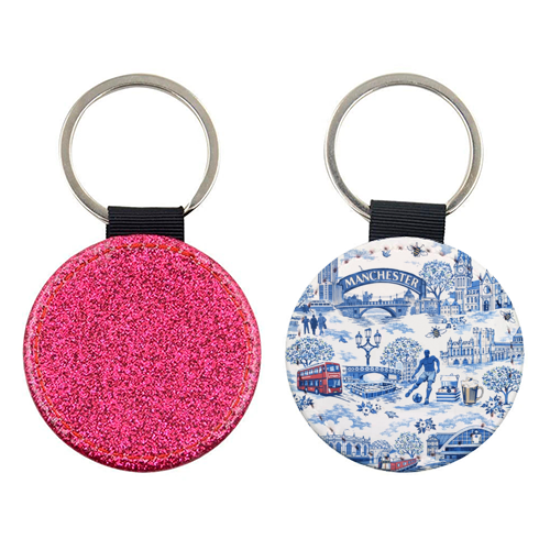Manchester Blue Toile - keyring by Ms Doodle