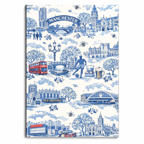 Manchester Blue Toile - personalised A4, A5, A6 notebook by Ms Doodle