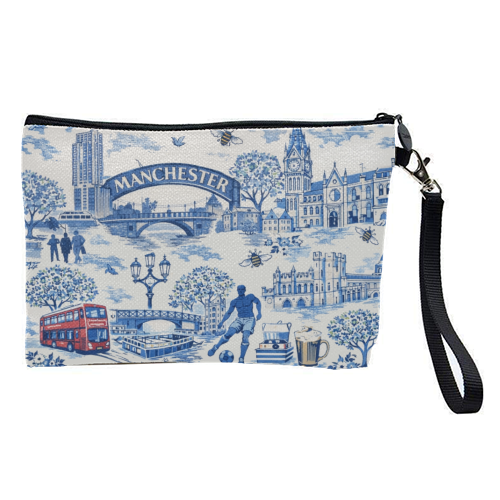 Manchester Blue Toile - pretty makeup bag by Ms Doodle