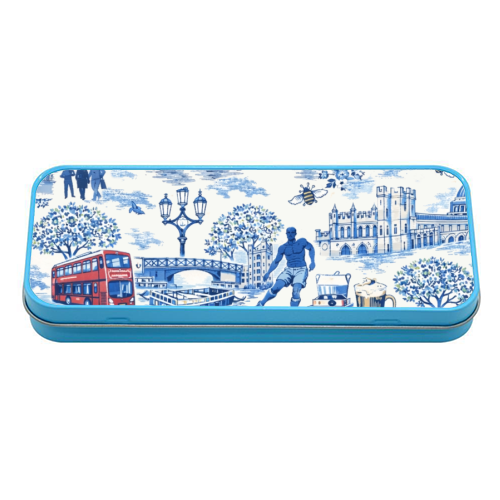 Manchester Blue Toile - tin pencil case by Ms Doodle