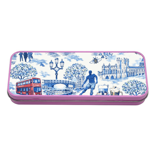 Manchester Blue Toile - tin pencil case by Ms Doodle