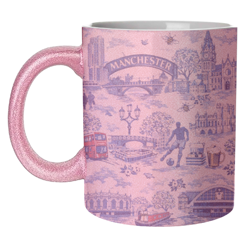 Manchester Blue Toile - unique mug by Ms Doodle