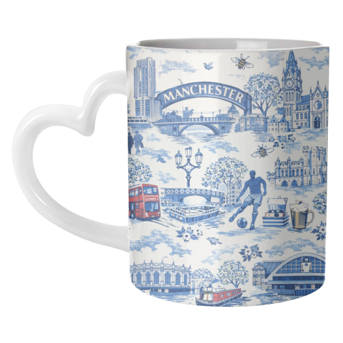 Manchester Blue Toile - unique mug by Ms Doodle