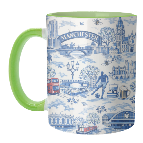 Manchester Blue Toile - unique mug by Ms Doodle