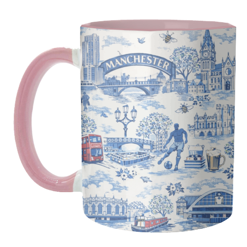 Manchester Blue Toile - unique mug by Ms Doodle